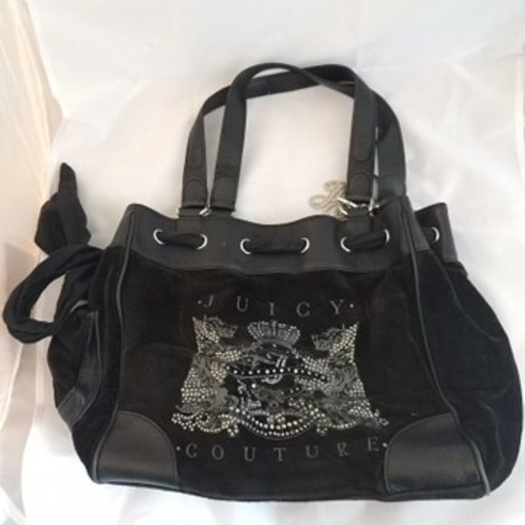 Juicy Couture Handbags - Juicy Couture Black Velour Daydreamer Satchel Bag